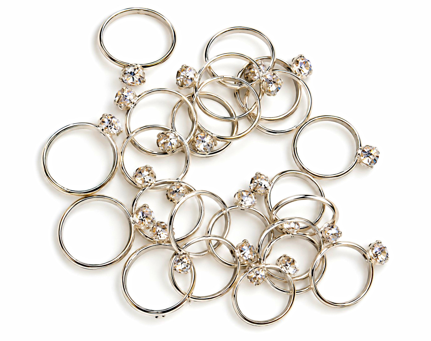 Silver Tone Solitaire Band Ring Size 7 Clear Round Cubic Zirconia Prong