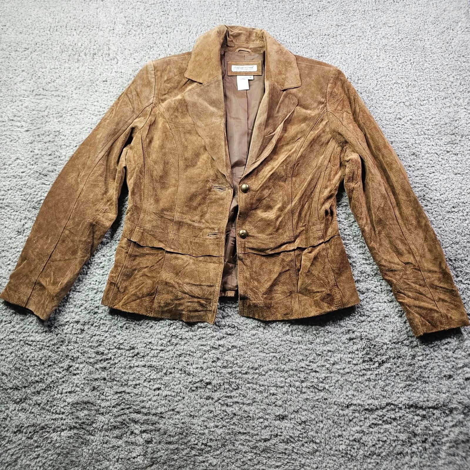 Coldwater Creek Womens Brown Suede Leather Jacket Size M Peplum Back 2 Button Coldwater Creek Womens Brown Suede Leather Jacket Size M Peplum Back 2 Button