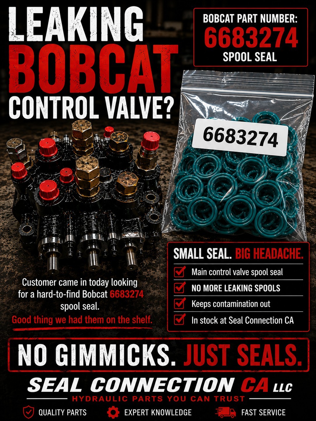(12) 6683274 Bobcat Main Control Valve Spool Seals Hydraulic Replacement Repair 