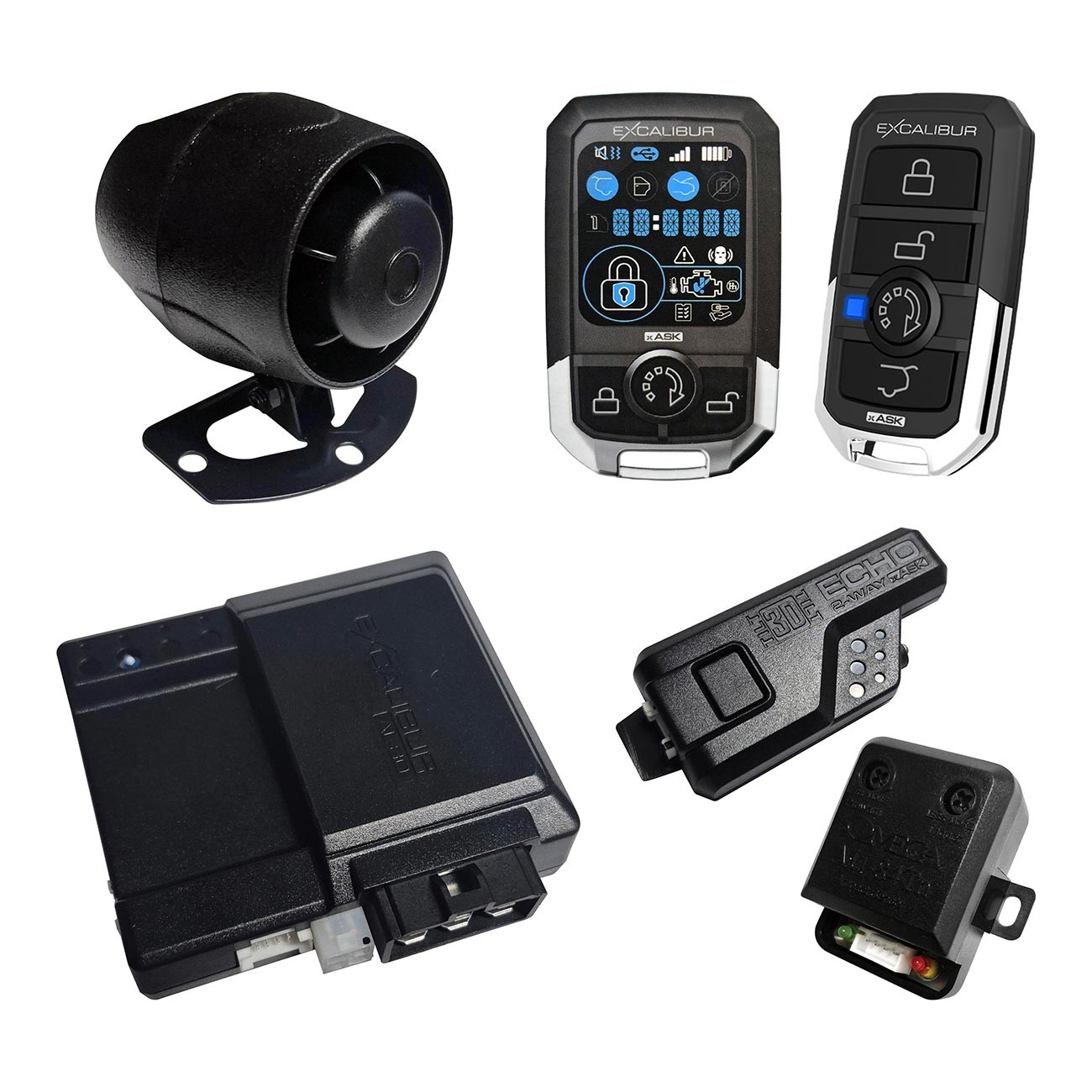 EXCALIBUR ALARMS AL-1880-3D 2-WAY CAR ALARM REMOTE START w/ 3-COLOR LCD REMOTE
