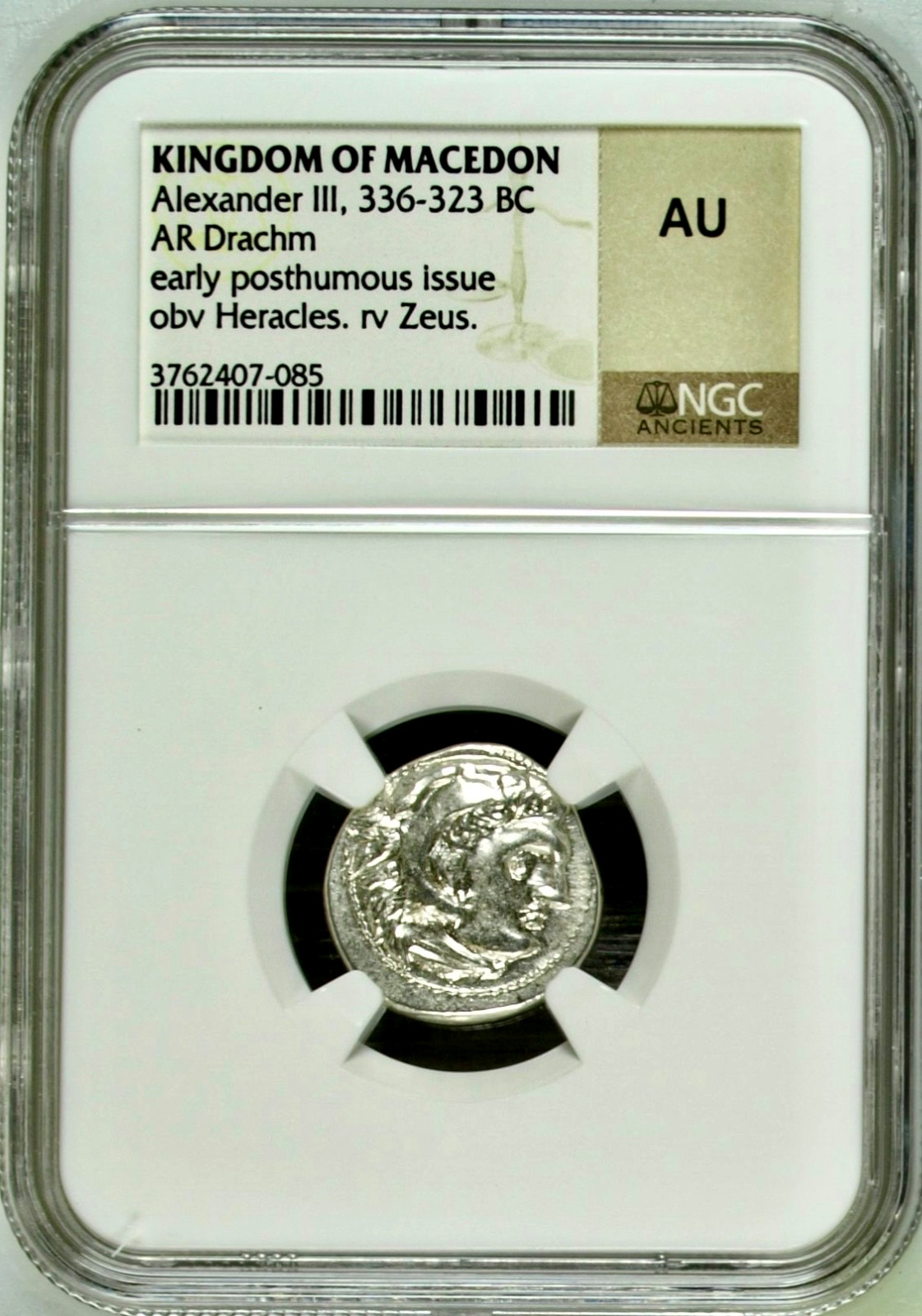 336-323 BC Macedon Alexander III Ancient Greek Silver Drachm Coin NGC AU