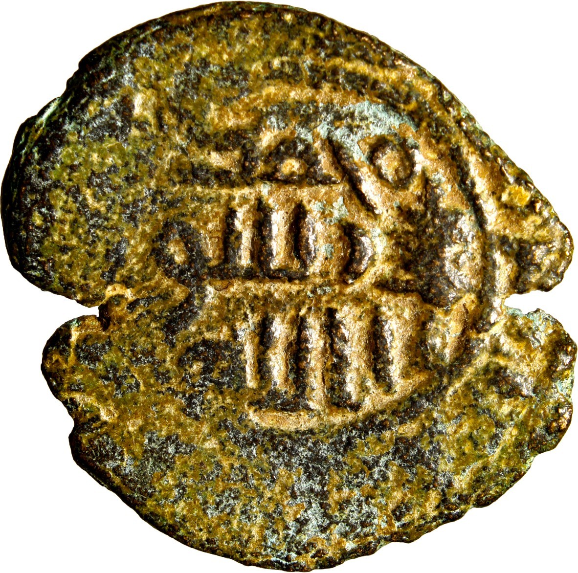 Umayyad Caliphate, Bronze coinage Fals (22mm, 4.95 g, 9h). Tree Palestine Ramla