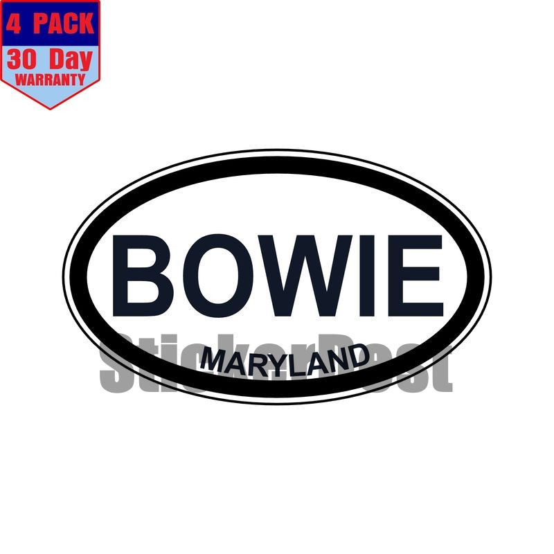 Maryland Bowie Oval Sticker 4 Pack 3x2 Inch
