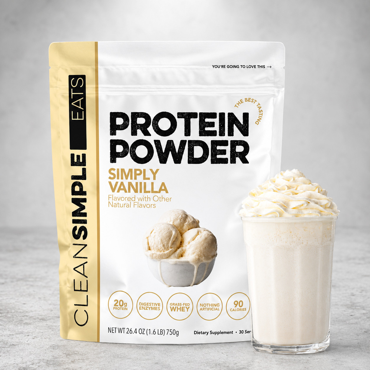Clean Simple Eats Whey Protein Powder, Simply Vanilla 30 Serving – New Sealed