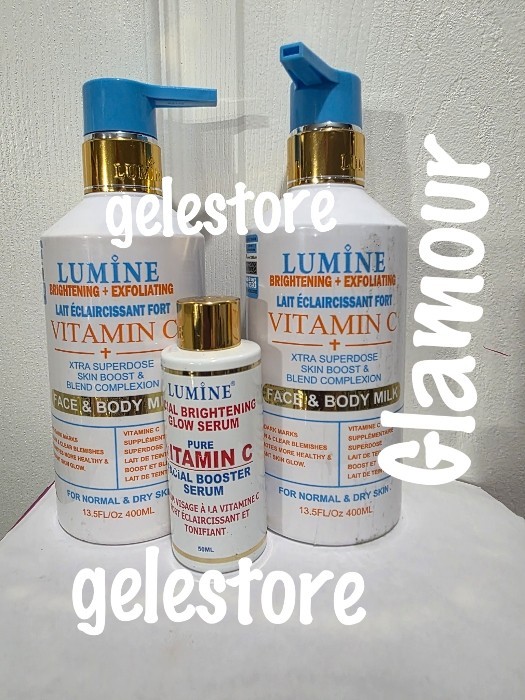 3pcs set: 2 Lumine vitamin C lotion 400ml each + 1 lumine pure vit. C serum