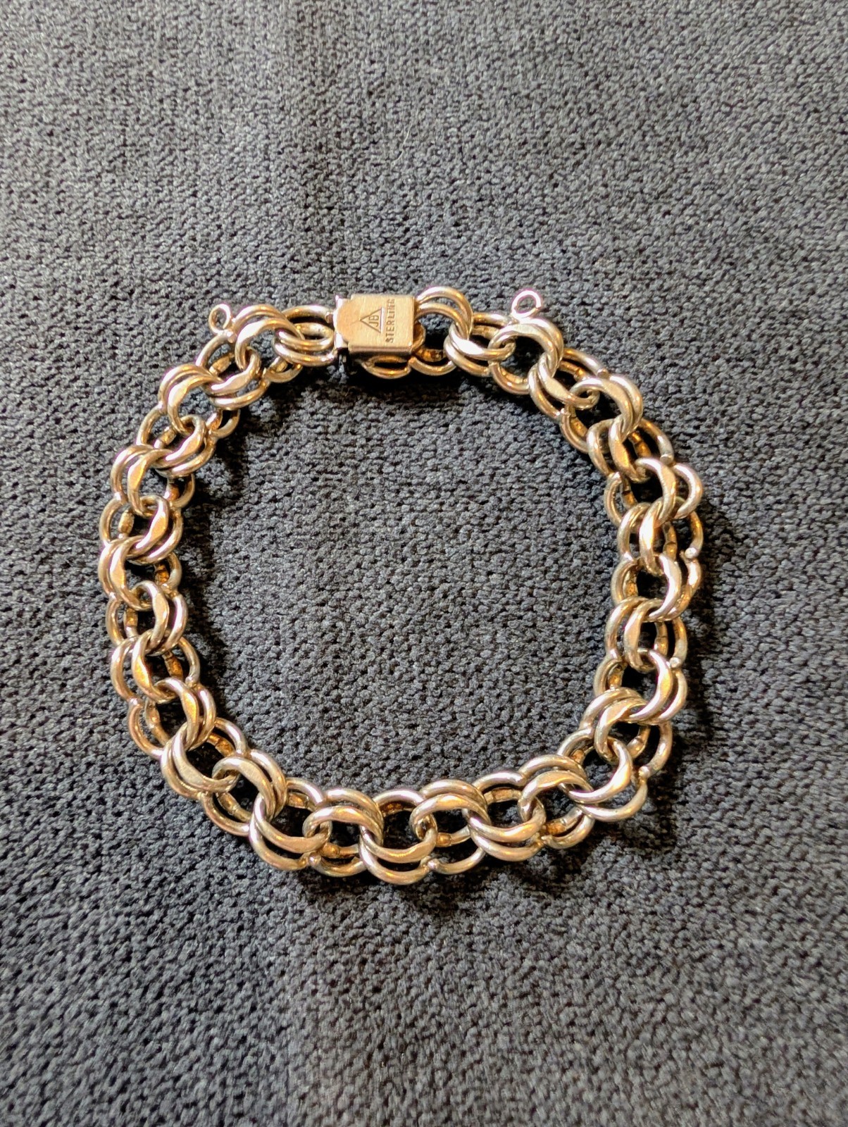 Vtg JB Jacoby Bender STERLING Silver Double Link Charm Bracelet  .7oz 18g