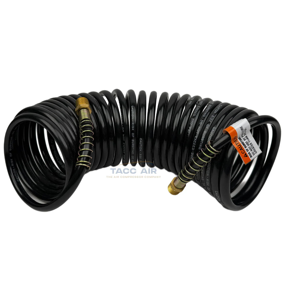1/4 X 25 Ft Recoil Air Hose Coiled Black Nylon 200 PSI Spring Durable Ends
