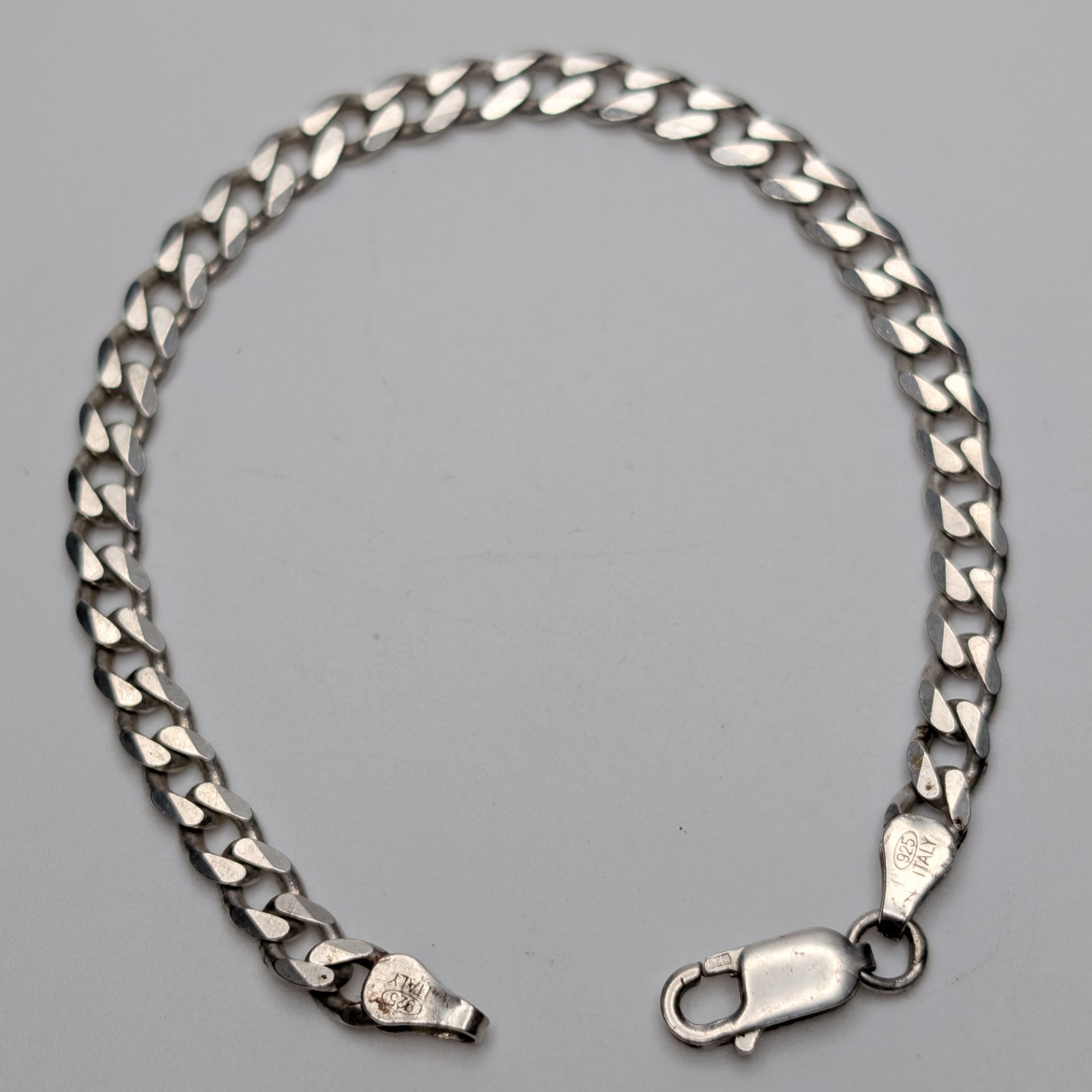 Vtg Italian Sterling Silver Curb Chain Link Bracelet 5mm 7.5 in 9.4g