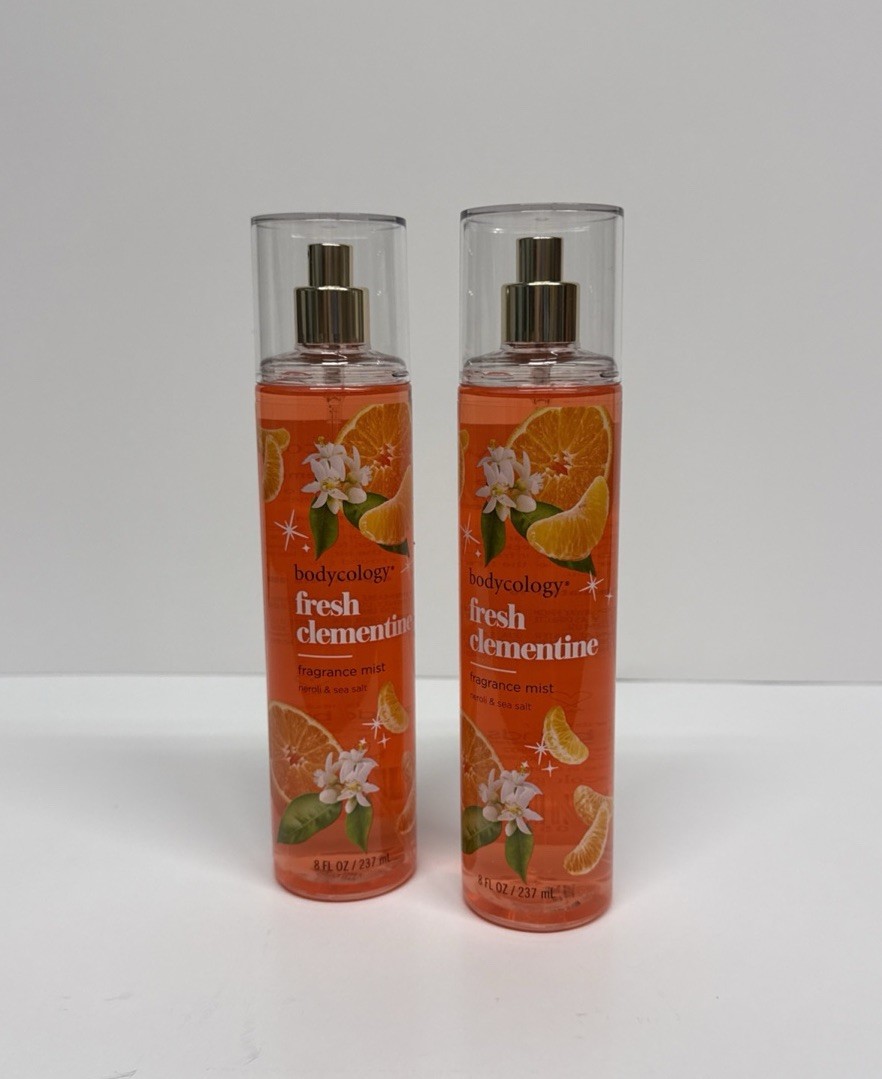 Bodycology Fresh Clementine Body Spray 8oz 2 Pack Fragrance Mist NEW