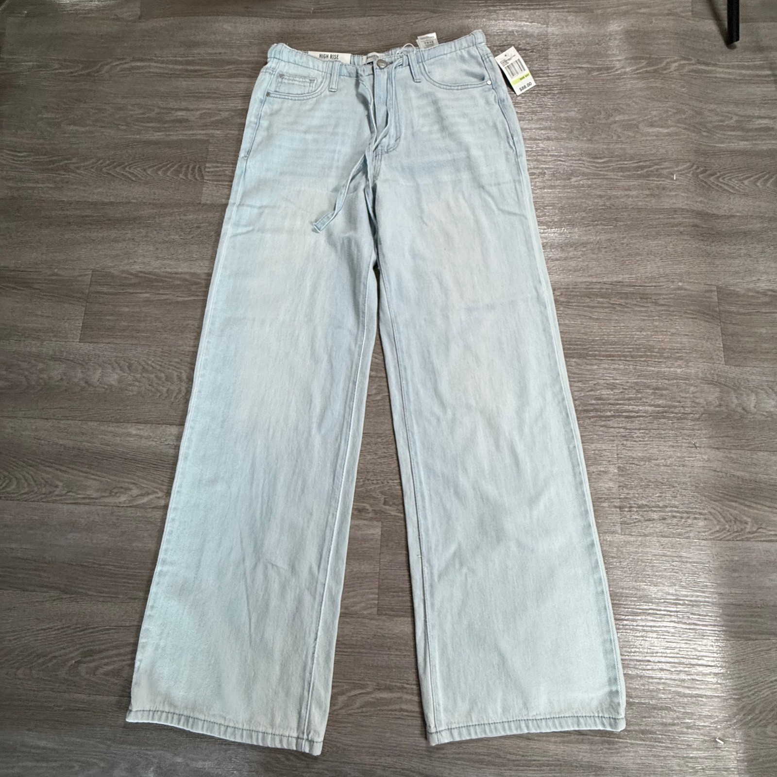 Kensie Easy Breezy Denim High Rise Wide Leg Jeans Saltwater Light Wash 4/27 NEW