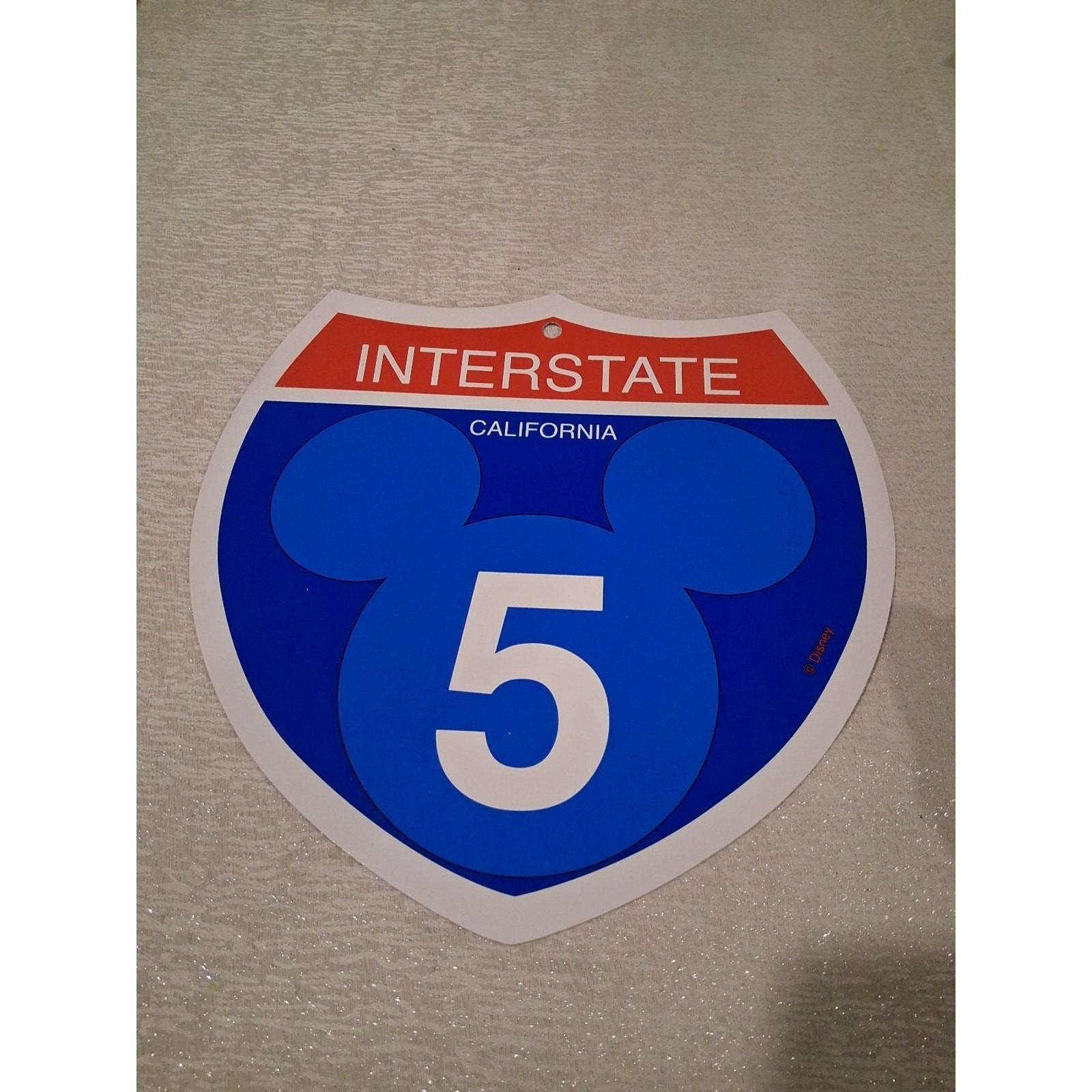 Disney Disneyland Interstate 5 California Road Plastic Sign Mickey Mouse 11x12\