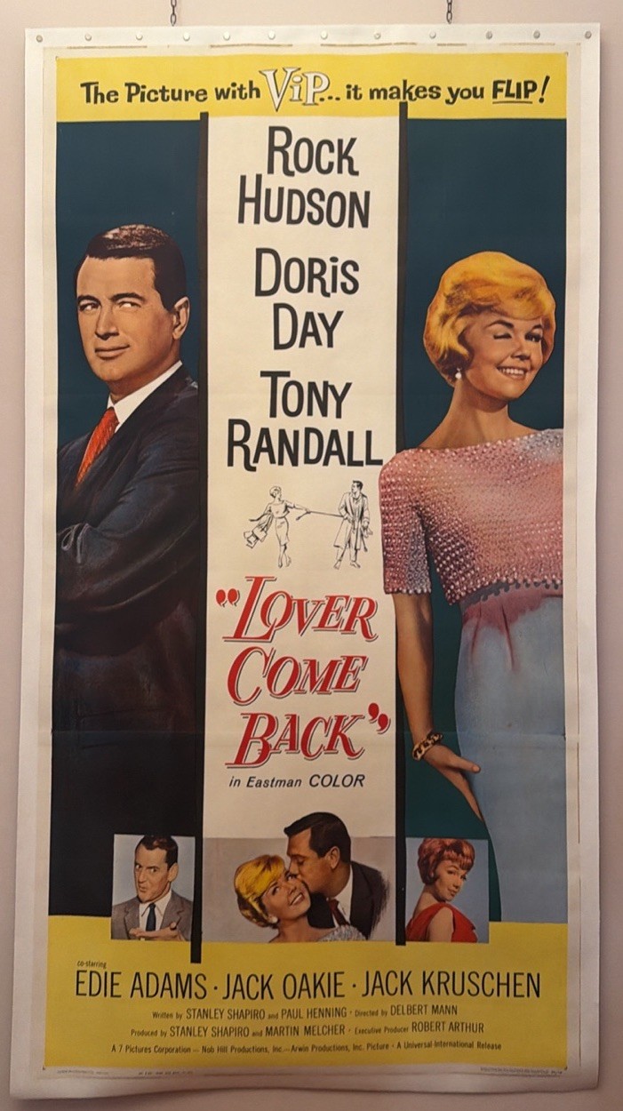 Vintage 1962 “Lover Come Back” Movie Poster – Original Release (Canvas Mounted)
