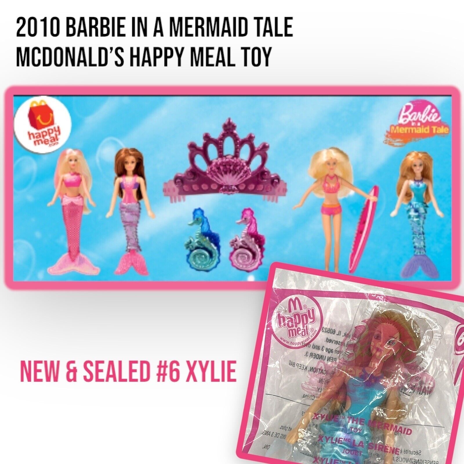 2010 Barbie Mermaid Tale XYLIE DOLL #6 McDonalds Toy NOS Stocking Stuffer