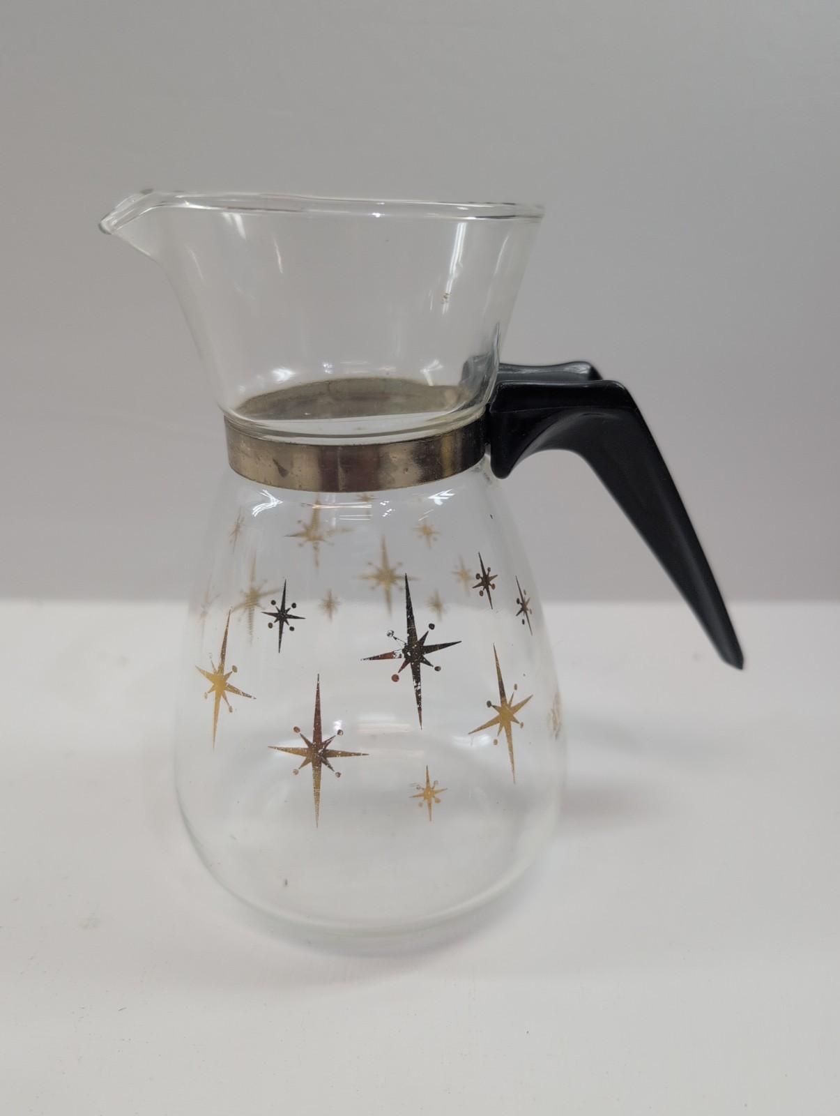 Pyrex Atomic Starburst Vintage MCM CARAFE Syrup Dispenser Mini Coffee - 6” Tall