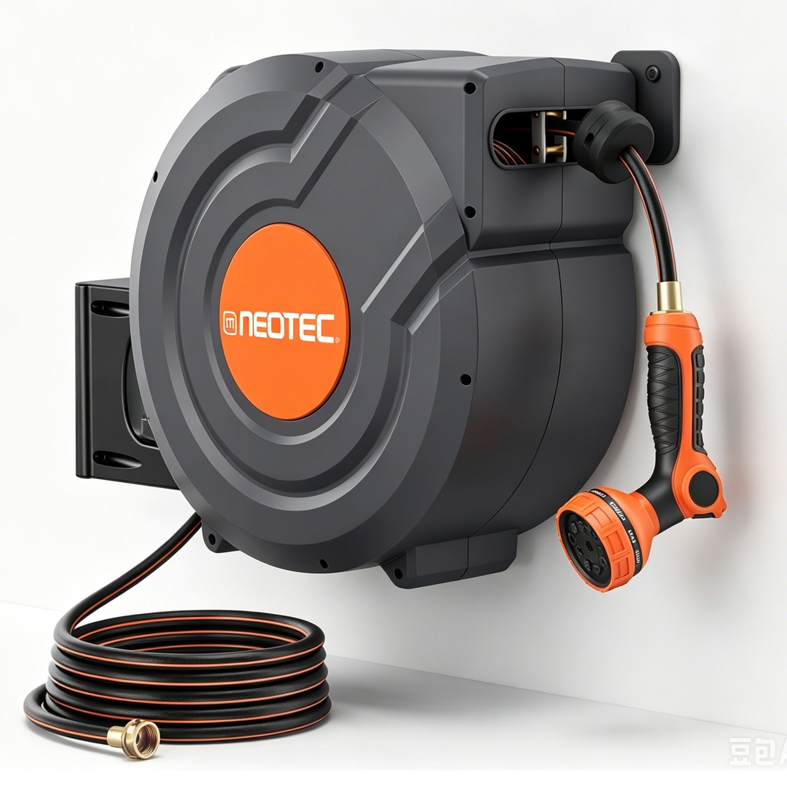 NEOTEC Retractable Garden Hose Reel Wall Mount 5/8 inch x 100 ft  Water Hose