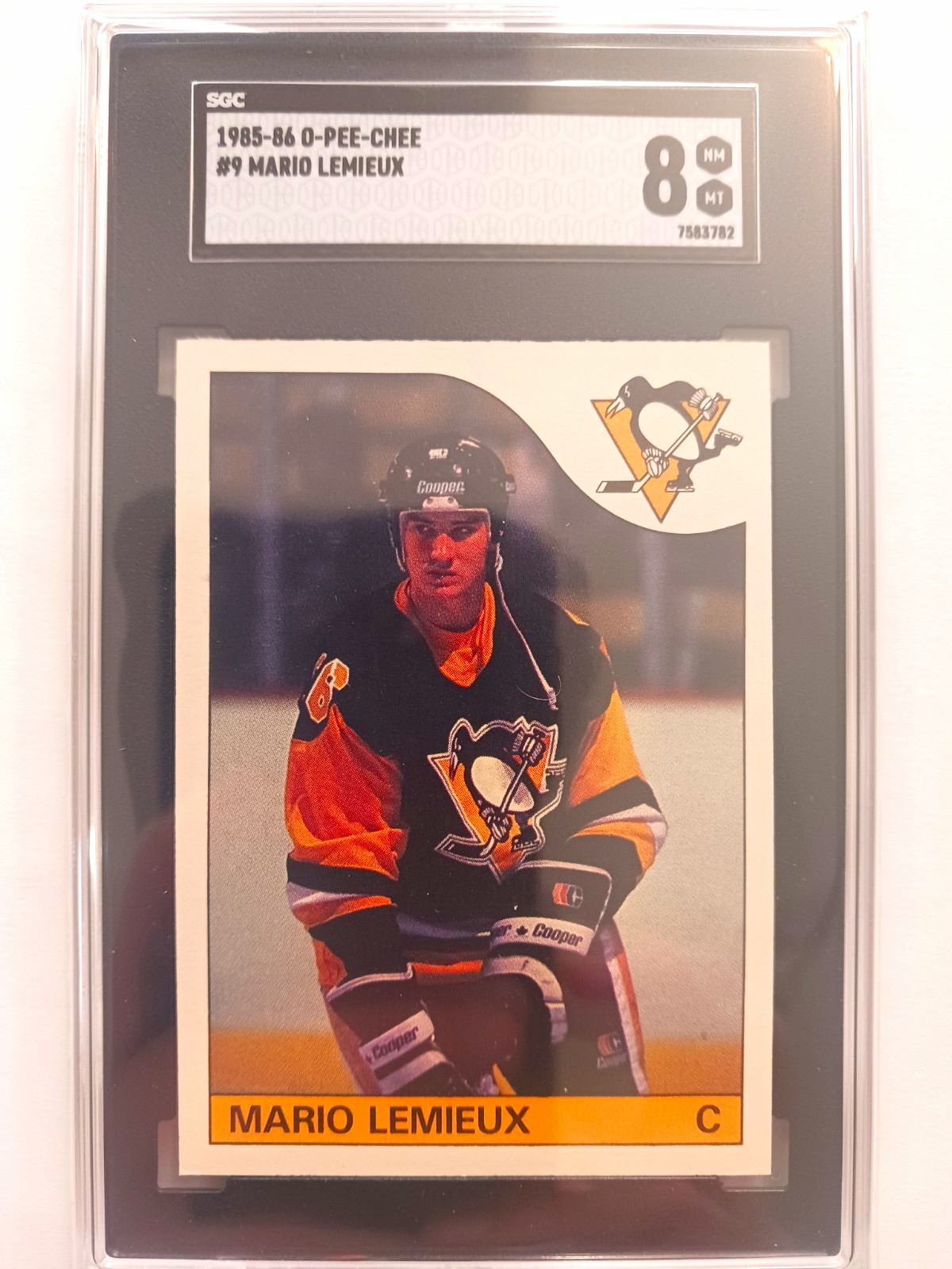 O-Pee-Chee 1985-86 Mario Lemieux Rc #9 Pittsburgh Penguins SGC 8