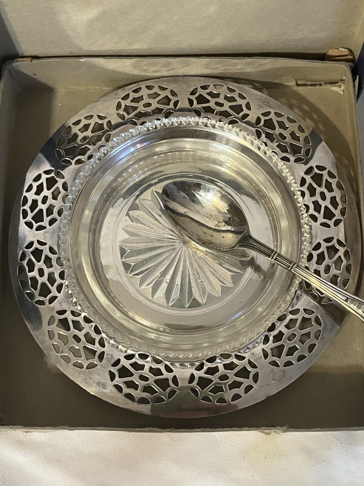 Vintage Mid 20th Century Condiment Dish Set In Original Box