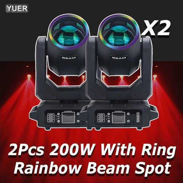2PCS/lot 200W LED mobile headlight with ring beam+Spot+18 rotating