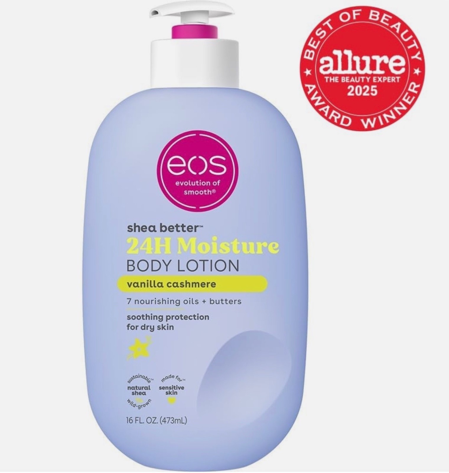 NEW eos Shea Better Body Lotion VANILLA CASHMERE 24-Hour Moisture Skin Care 16oz NEW eos Shea Better Body Lotion VANILLA CASHMERE 24-Hour Moisture Skin Care 16oz