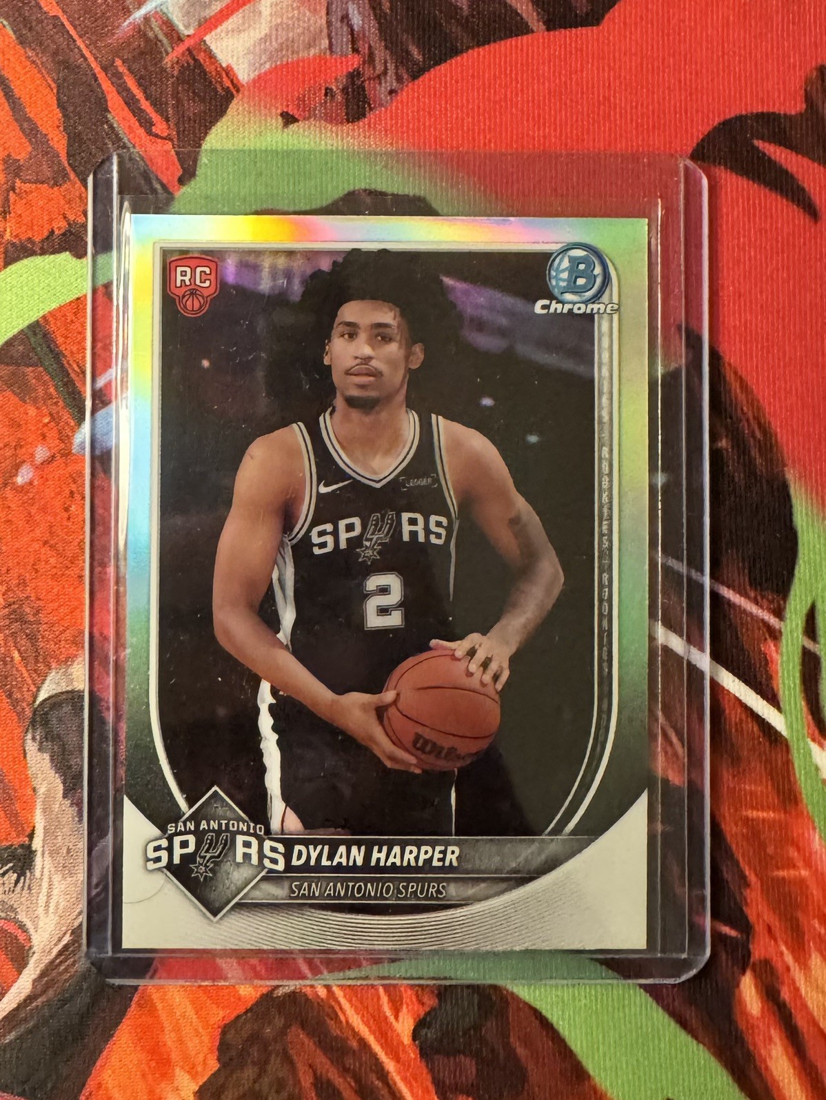 2025-26 Bowman Chrome Red Shield Rookie Refractor Dylan Harper Spurs 
