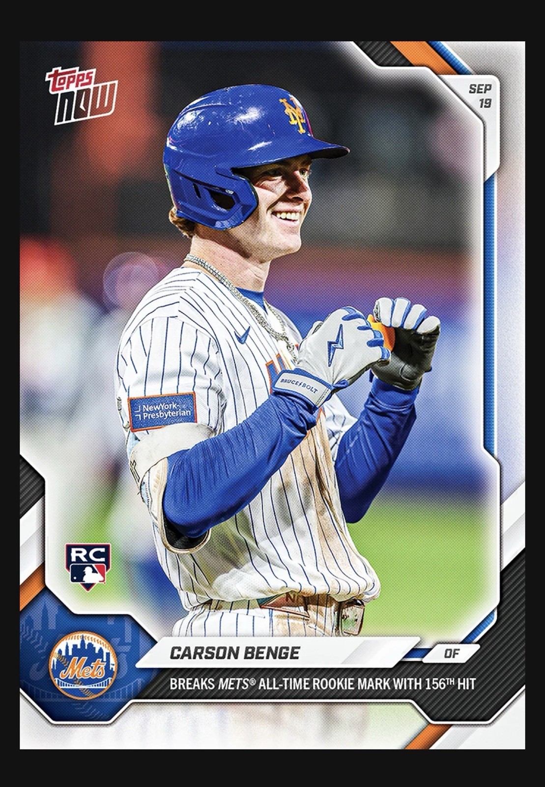 2026 TOPPS NOW 693 - CARSON BENGE - METS ROOKIE HIT RECORD RC *PRESALE*
