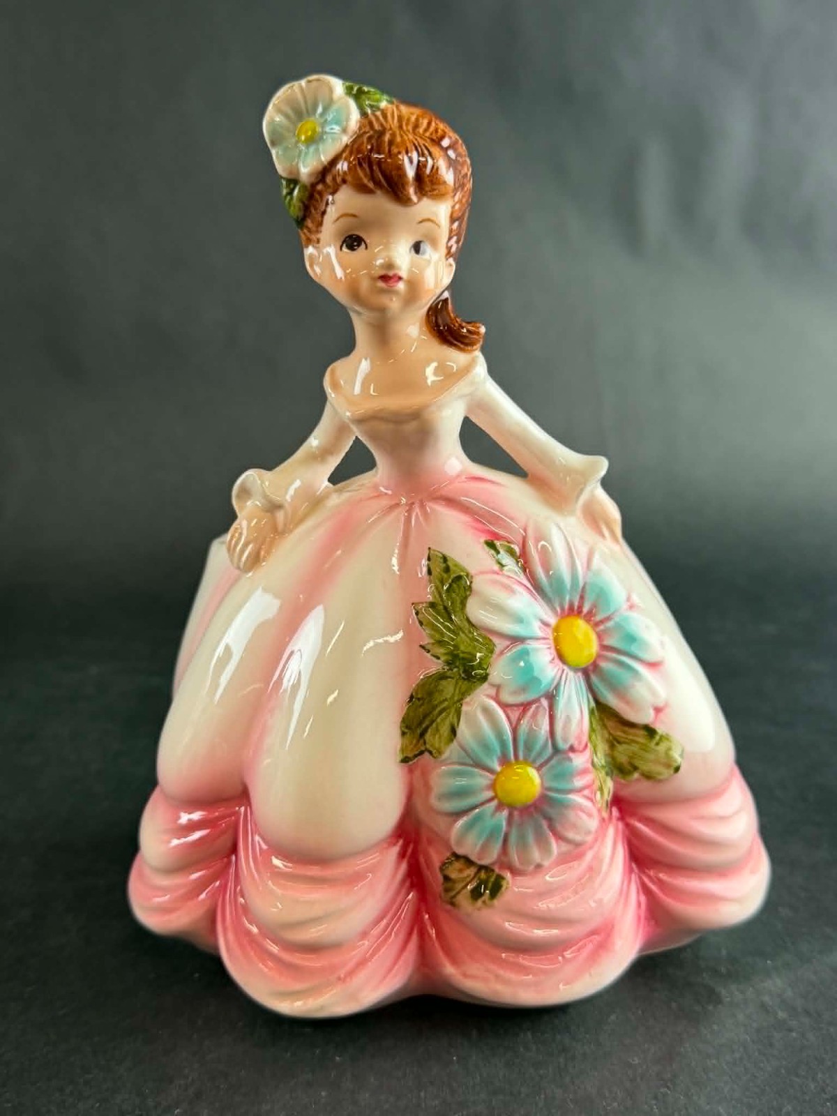 Vintage MCM Kitsch Pretty Pink Princess Girl Planter #5839 Vintage MCM Kitsch Pretty Pink Princess Girl Planter #5839