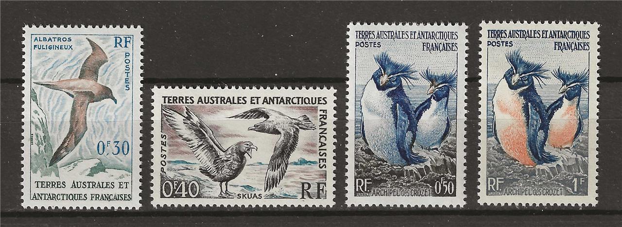 1959 French Southern Antarctic Sc# 2,3,12,13 Pinguin Albatross Bird MNH