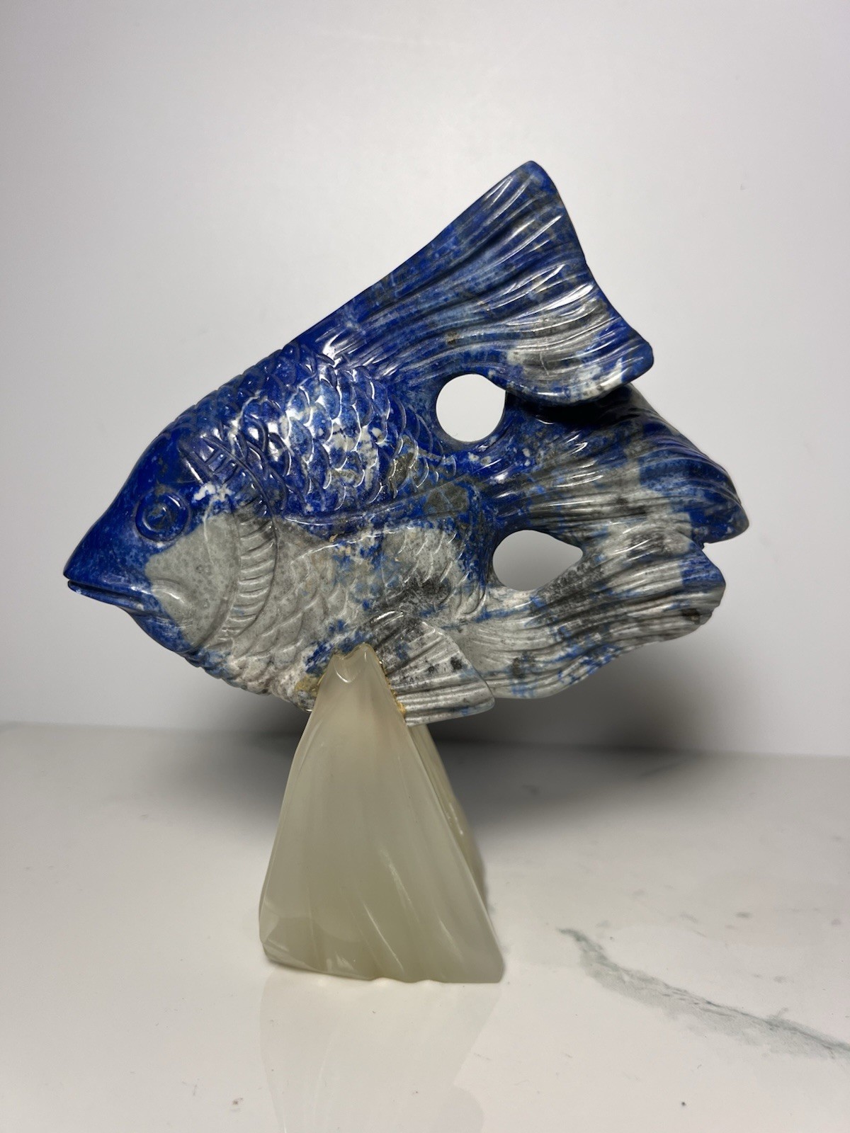 VTG Hand Carved Lapis Lazuli Stone Fish Sculpture VTG Hand Carved Lapis Lazuli Stone Fish Sculpture