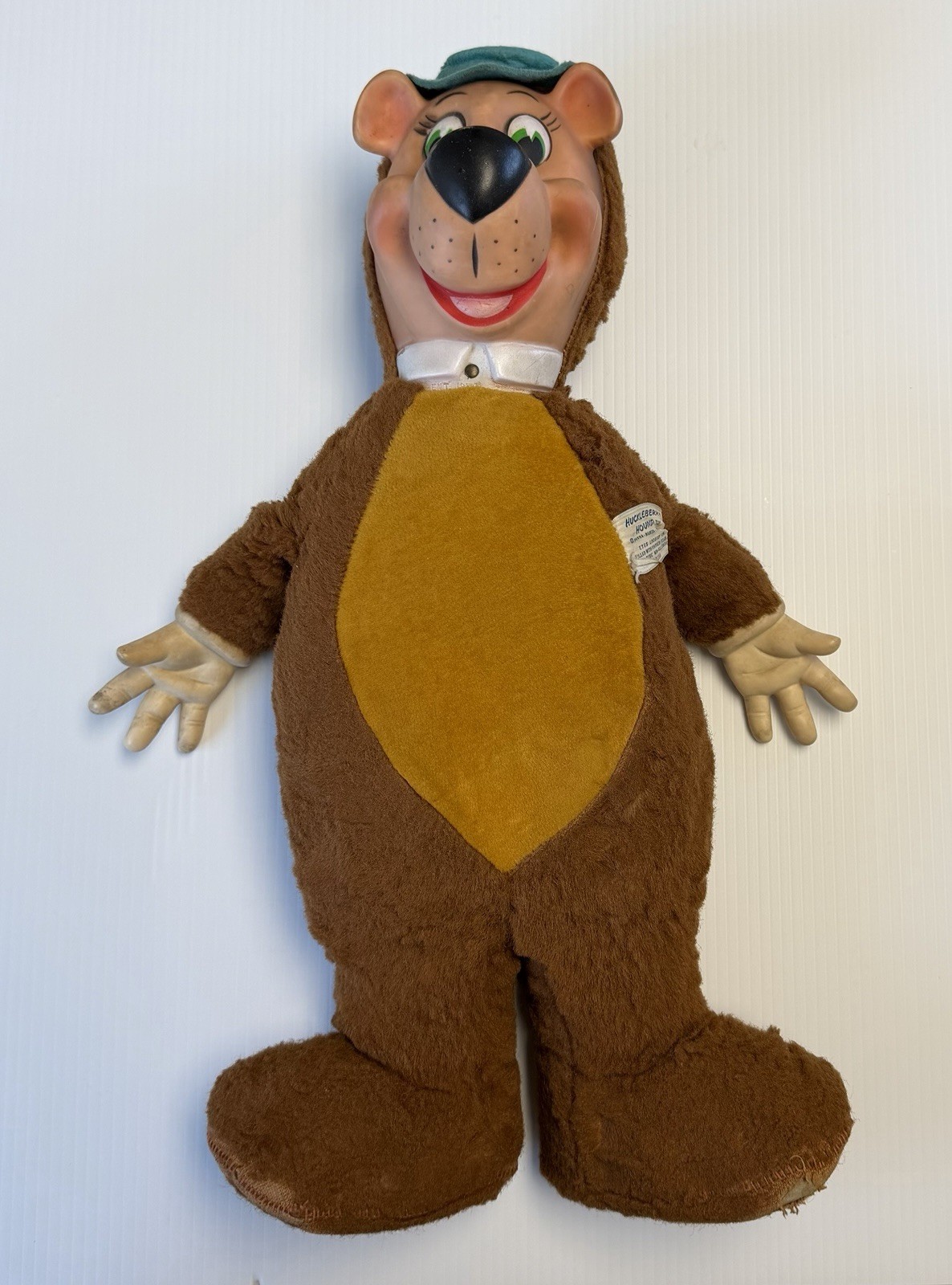 Vintage Knickerbocker Huckleberry Hound Plush Toy 1958 Hanna-Barbera 18” Rubber