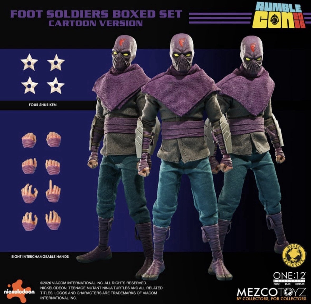 Tmnt Mezco One:12 Collective Foot Soldiers Army Builder Set - Cartoon Version