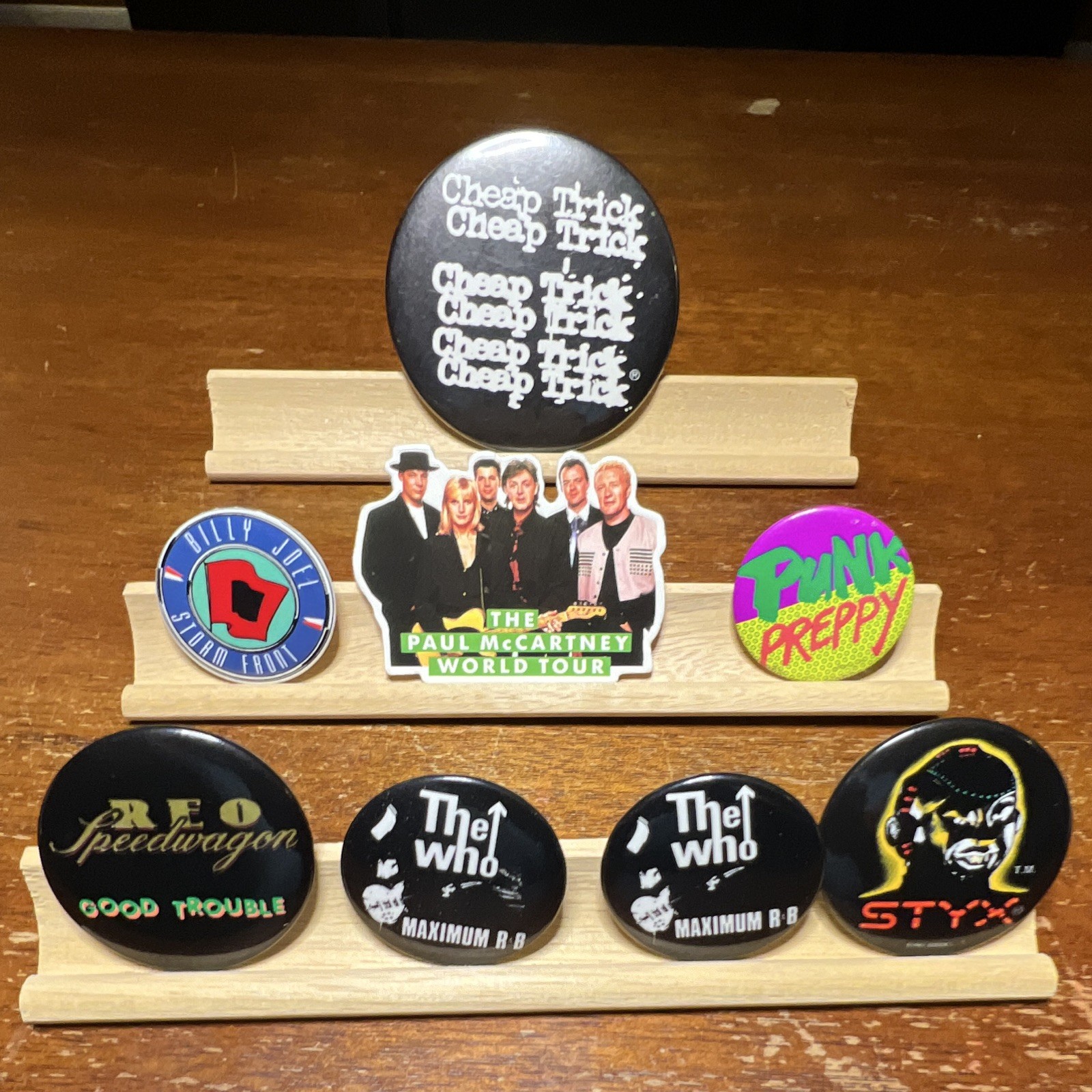 Vintage 70s 80s Rock Band Pinback Button Lot (8) Cheap Trick Who McCartney Styx Vintage 70s 80s Rock Band Pinback Button Lot (8) Cheap Trick Who McCartney Styx