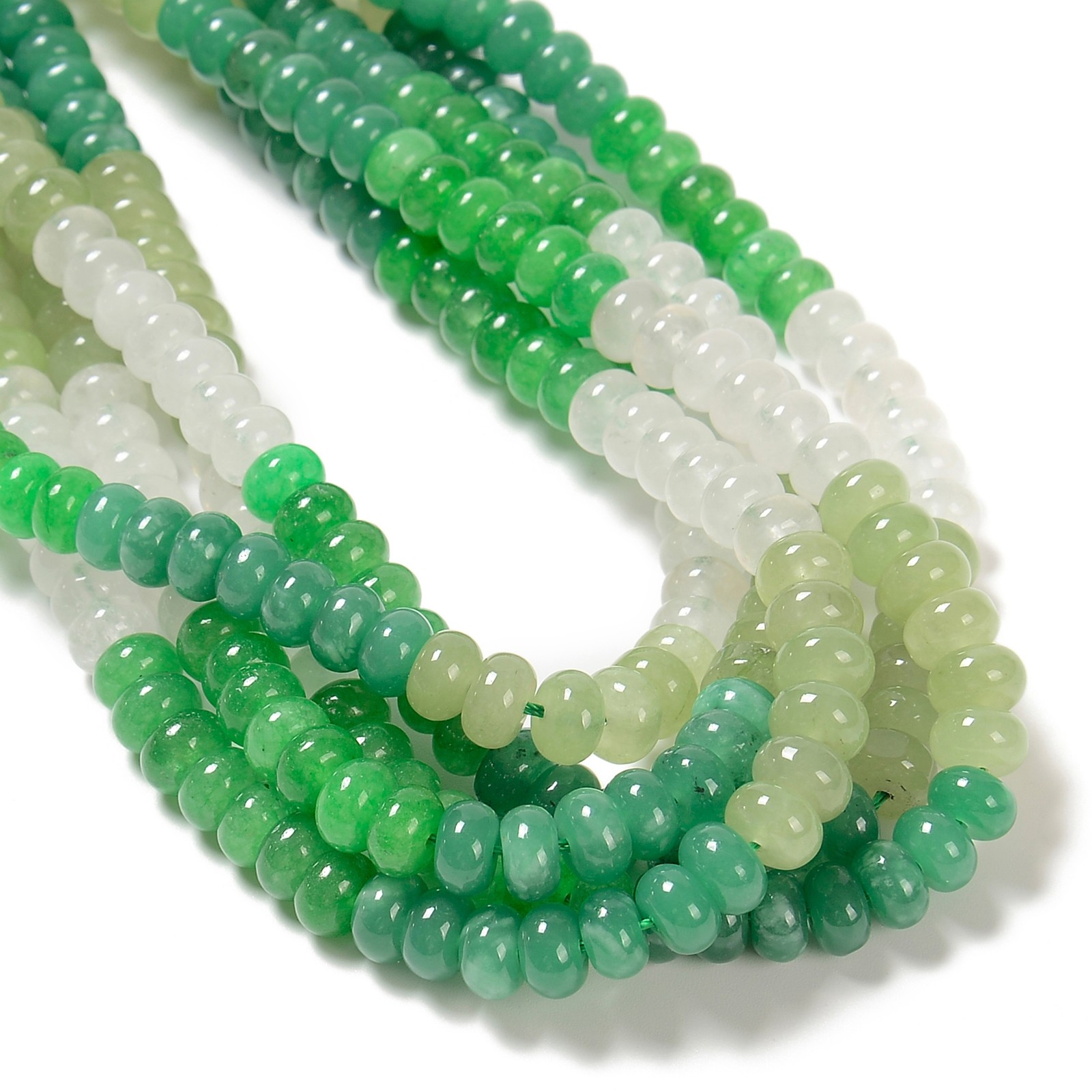 04-Multi-color Dyed Jade Smooth Rondelle Beads Size 5x8mm 15.3\'\' Strand