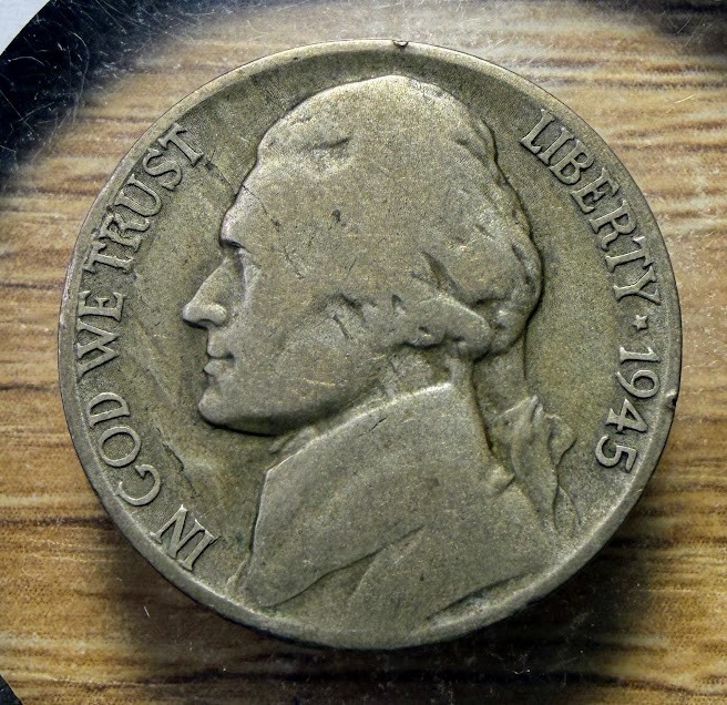 1945-P Jefferson War Nickel - Actual 35% Silver Coin Shown -  INV75