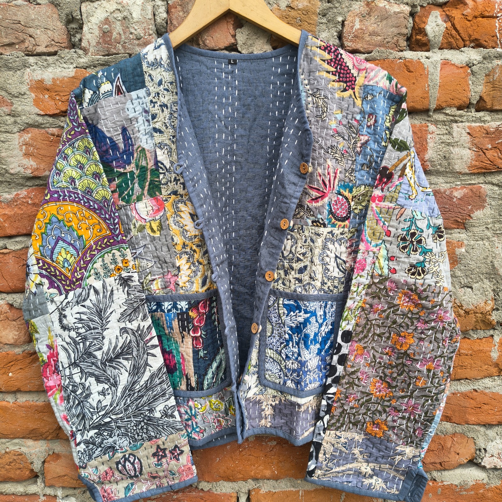 Indian Quilted Cotton Kantha Patchwork Jacket Handmade Jacket Women's Clothing
