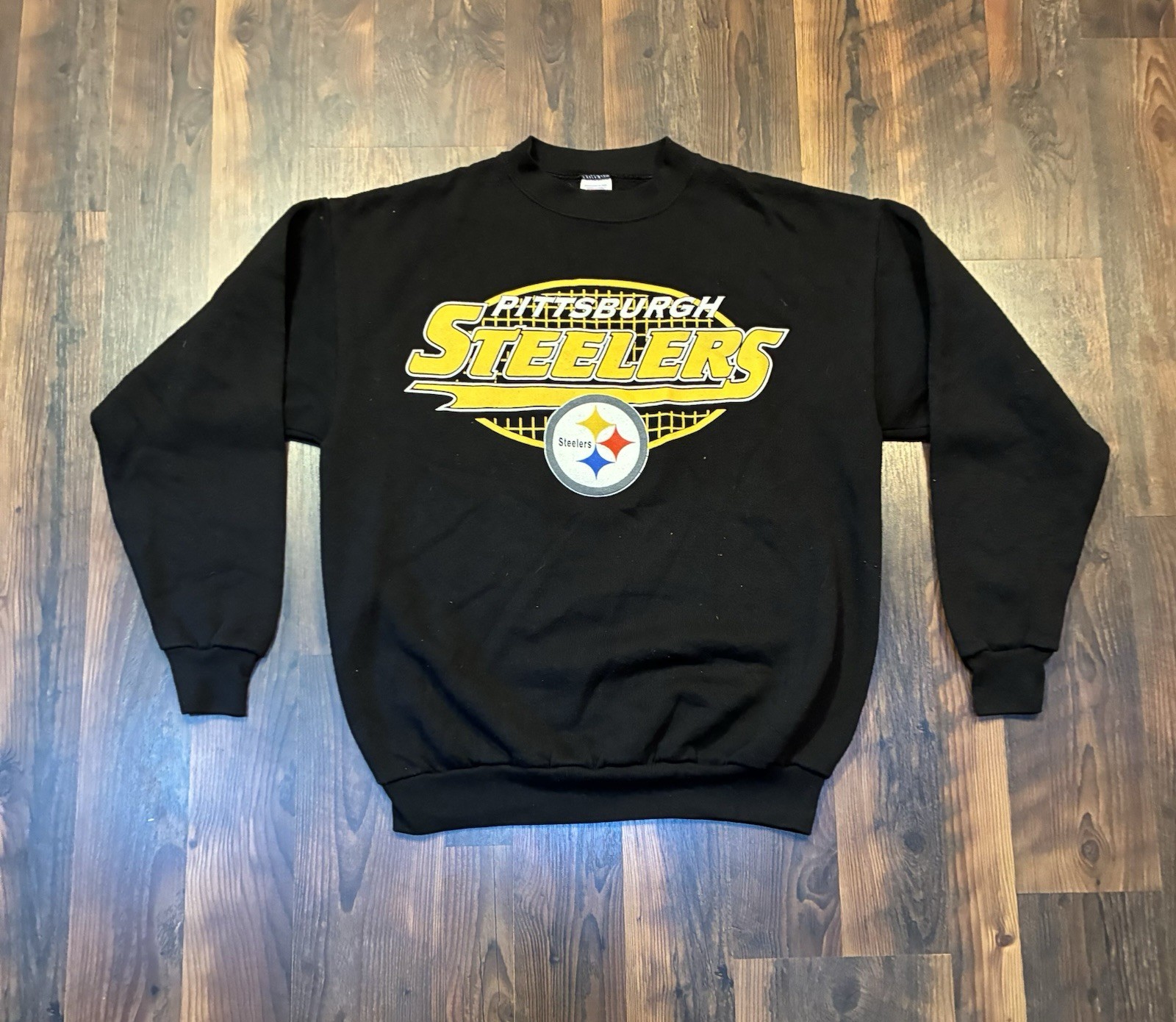 Vintage Pittsburgh Steelers Sweatshirt Medium NFL 90's Black Graphic Logo 7 NFL
