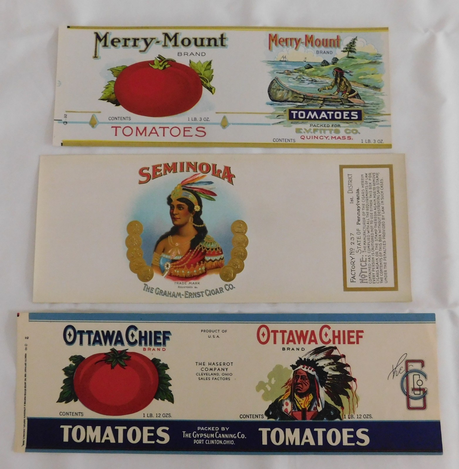 18 Different Nice Vintage Can Labels with Native American Images 18 Different Nice Vintage Can Labels with Native American Images