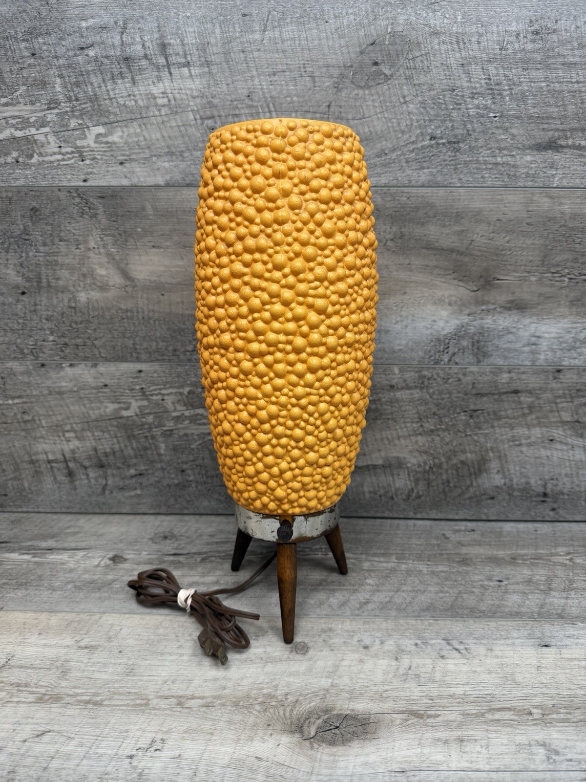 Vintage  Lamp Mid Century Tripod Orange MCM Plastic Bubble Beehive 1960's 70's