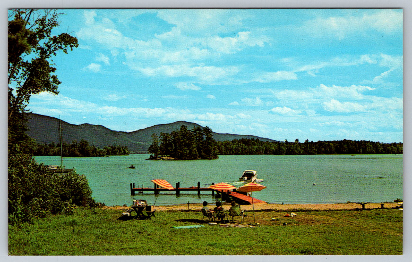 c1960s Lake George New York NY Adirondack Mountains Beach Chrome Postcard c1960s Lake George New York NY Adirondack Mountains Beach Chrome Postcard