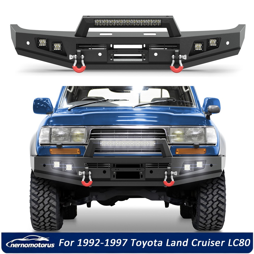 Front Bumper w/Winch Plate +Sensor Holes For 1992-1997 Toyota Land Cruiser LC80