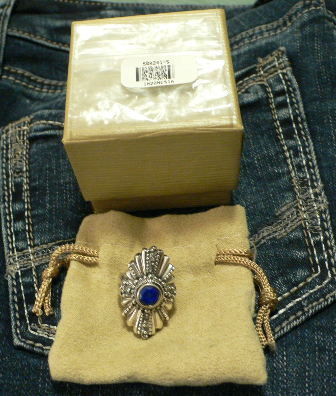Beautiful Artisan of Bali Sarda 925 Silver Ring Lapis Lazuli Janyl Sherman 5 NWT