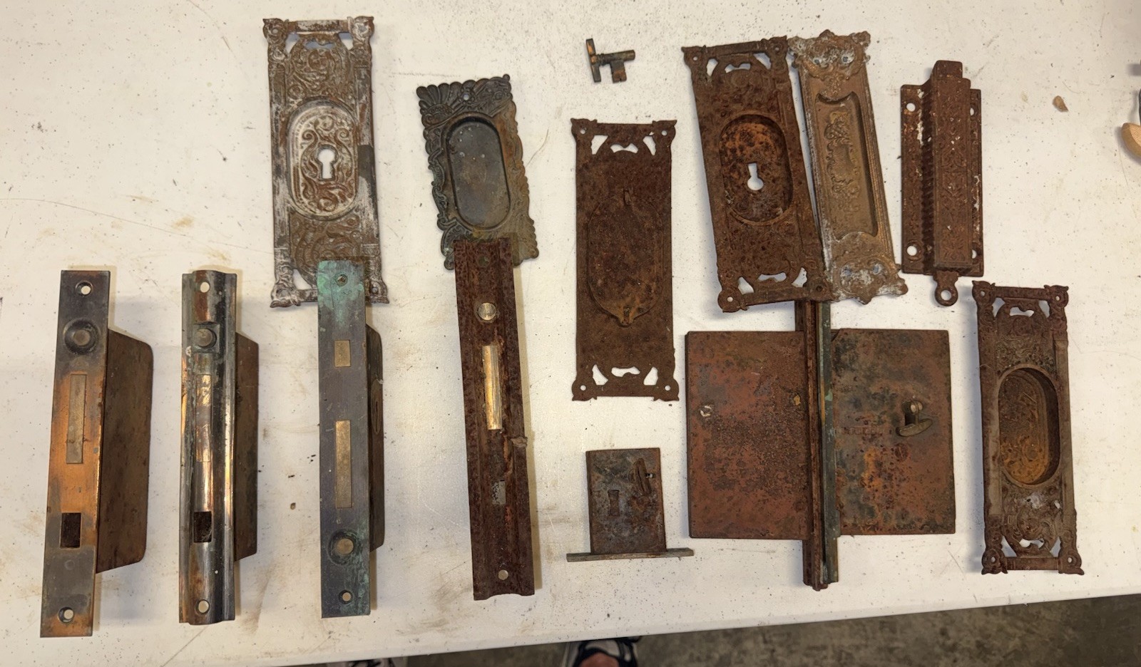 Antique Victorian Eastlake Pocket Door Hardware Mortise Lock Lot RH Co