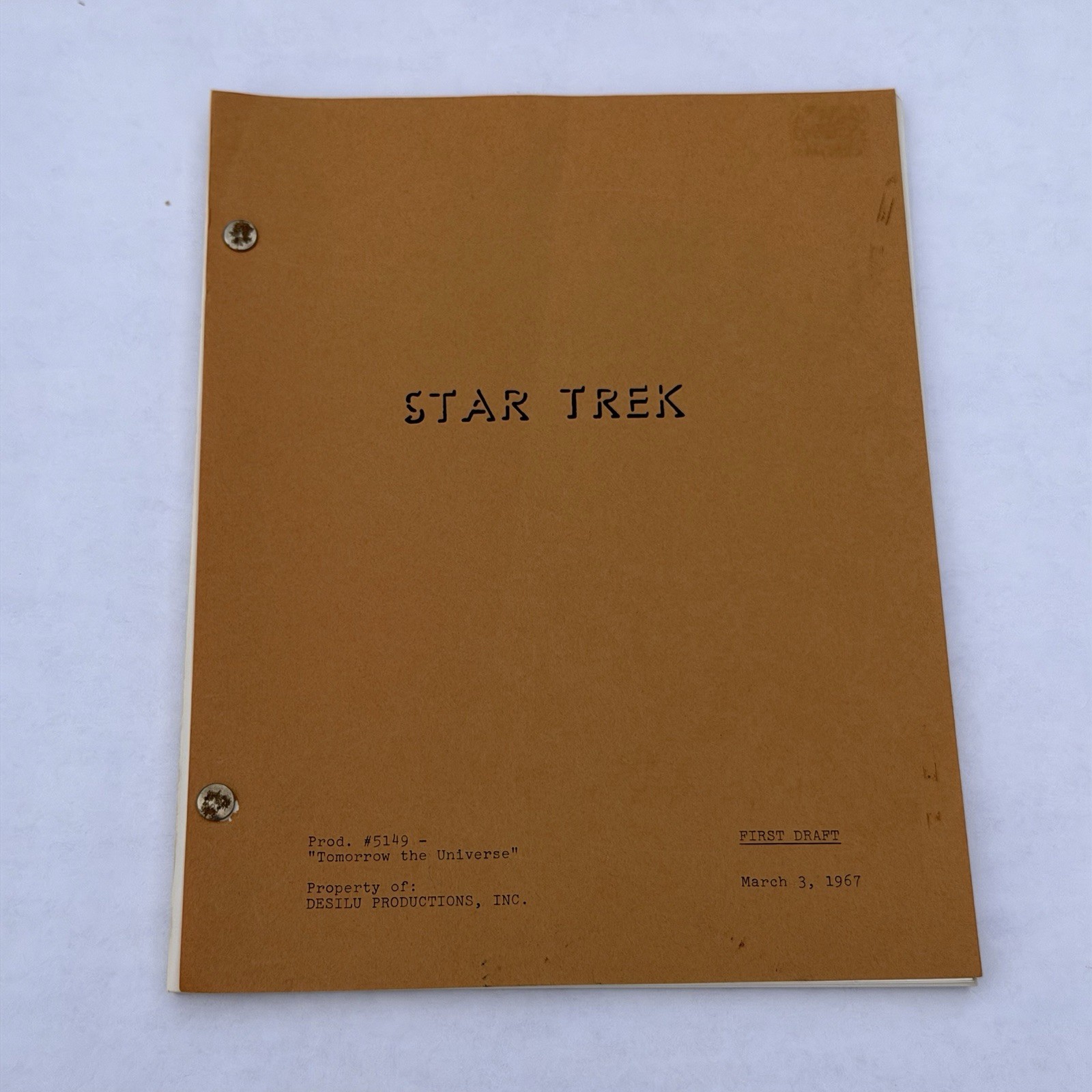 Star Trek TOS Unproduced TV Script Tomorrow The Universe 1967 Desilu Draft