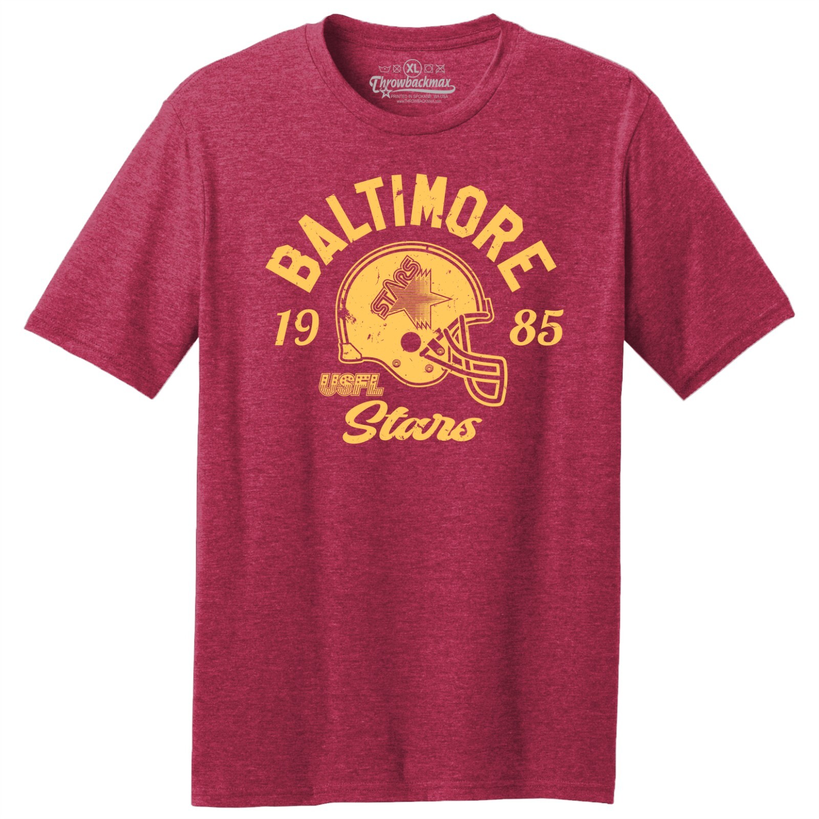 Baltimore Stars 1985 USFL Football TRI-BLEND Tee Shirt Baltimore Stars 1985 USFL Football TRI-BLEND Tee Shirt