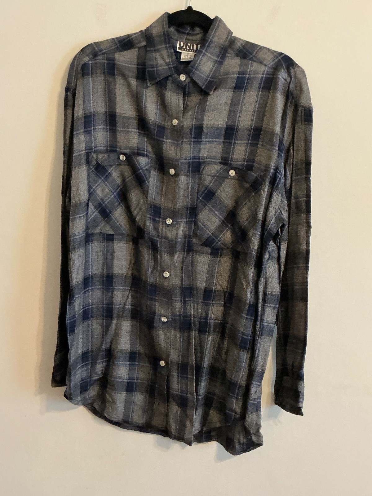 Uniti Casual Plaid Blue Button Down pockets men’s long sleeve Shirt size M Uniti Casual Plaid Blue Button Down pockets men’s long sleeve Shirt size M
