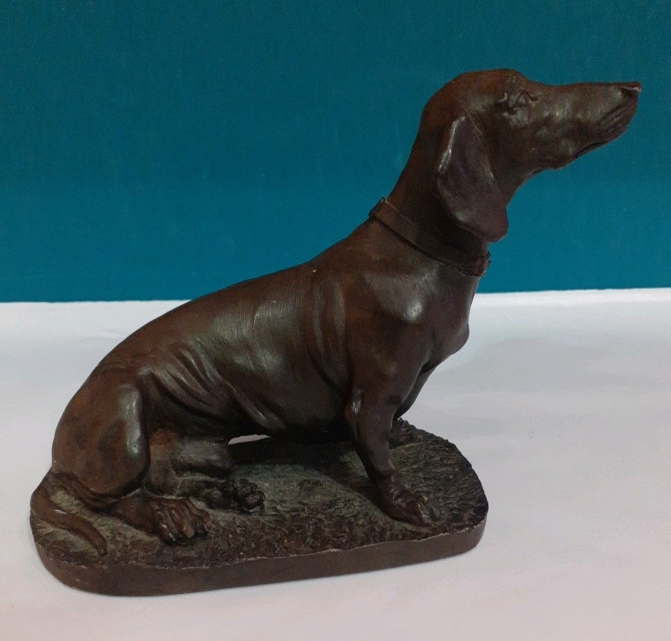 Vintage David Geenty Sculpture of Dachshund Cold Cast Bronze Figurine