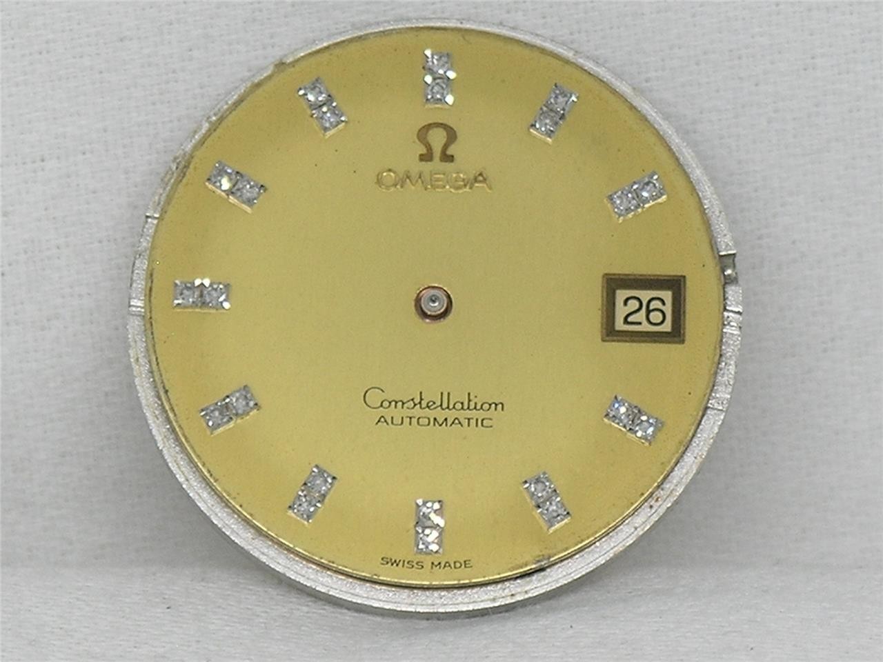 VINTAGE OMEGA 1010 AUTOMATIC WIND WRIST WATCH MOVEMENT & DIAMOND DIAL, RUNNING