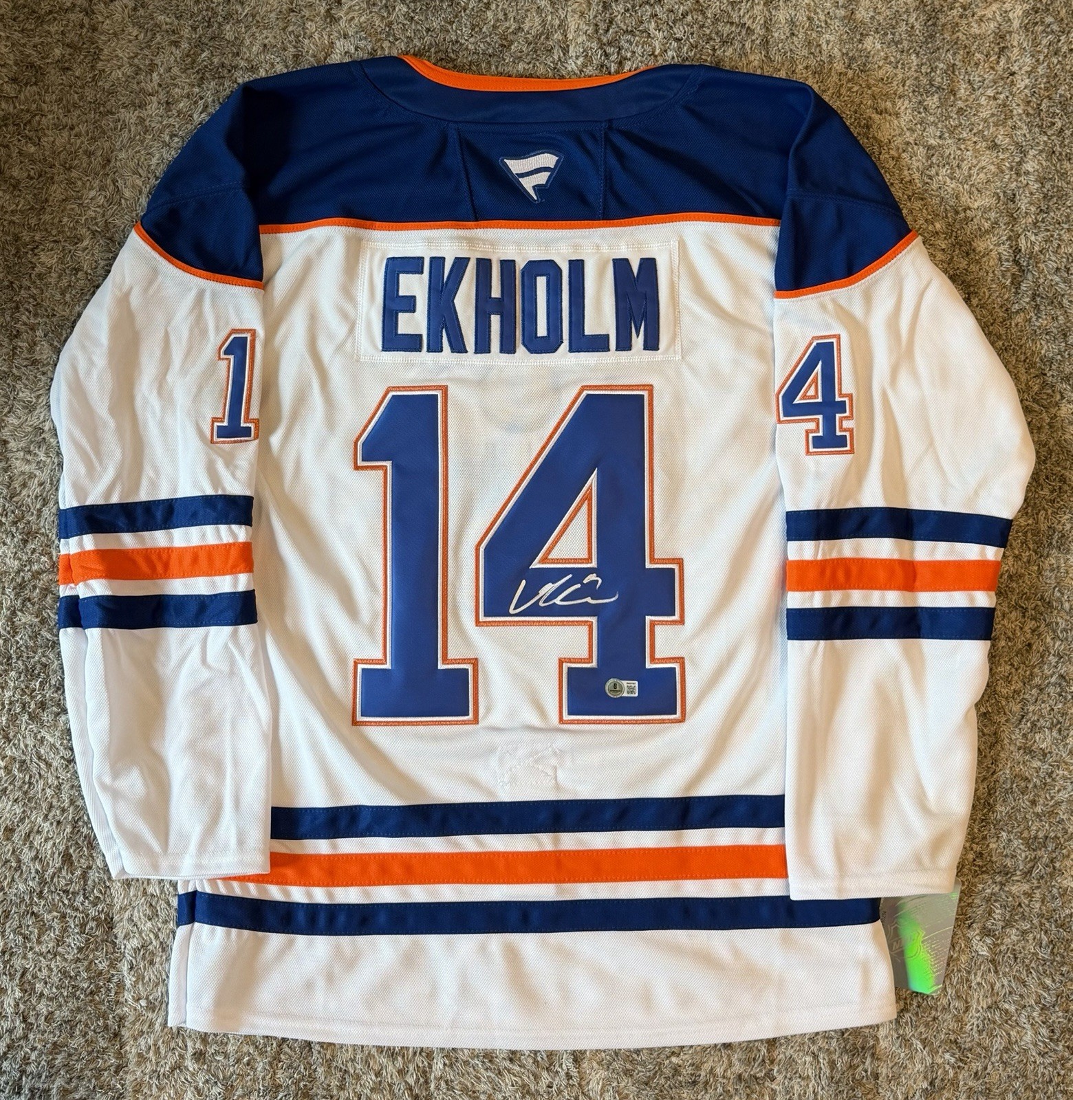 Mattias Ekholm Signed Edmonton Oilers Jersey Beckett COA Mattias Ekholm Signed Edmonton Oilers Jersey Beckett COA