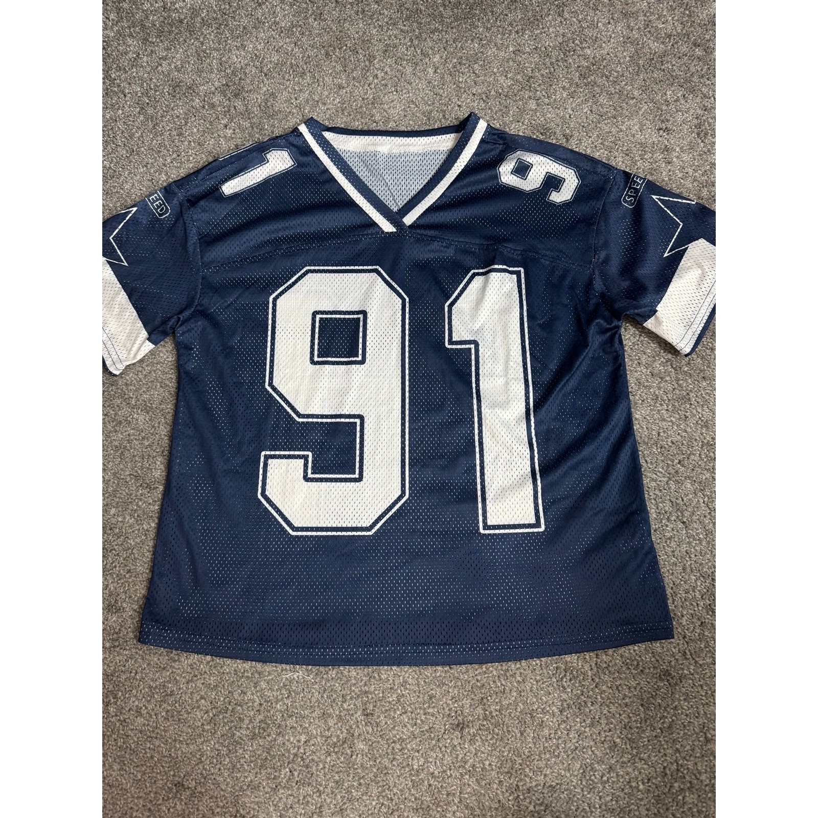 SHEIN Kids Navy Blue Mesh Athletic Jersey Tshirt 91 Star Graphic Size 11Y SHEIN Kids Navy Blue Mesh Athletic Jersey Tshirt 91 Star Graphic Size 11Y