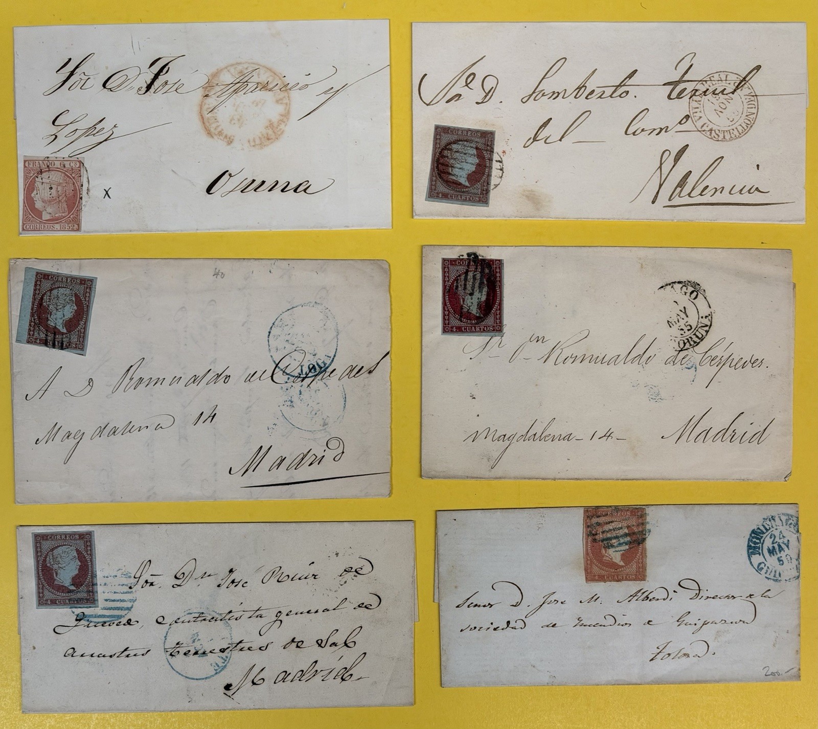 Spain, 1850-1870\'s, Lot of 17 Classic Covers, Used in Spain Spain, 1850-1870\'s, Lot of 17 Classic Covers, Used in Spain