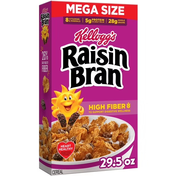 Kellogg\'s Raisin Bran Original Breakfast Cereal, High Fiber, Mega Size, 29.5 oz